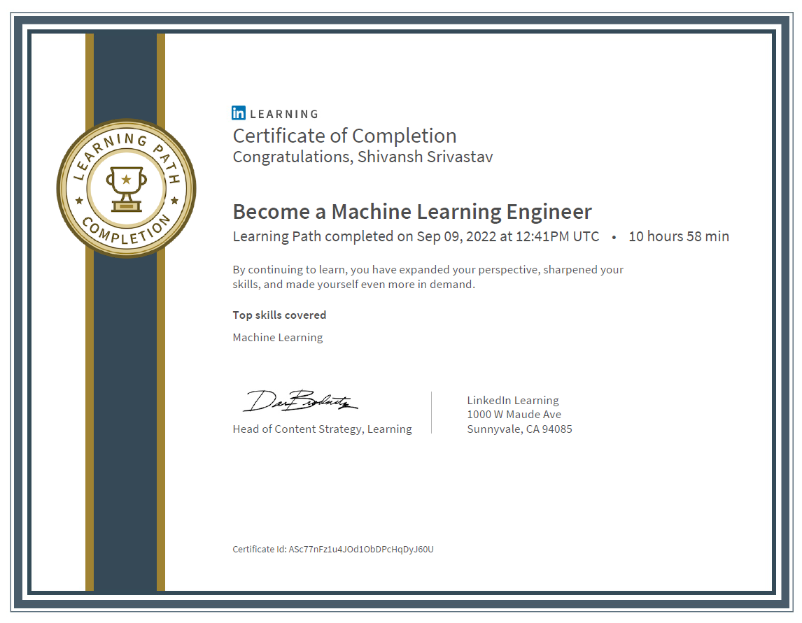 Machine Learning Certificate