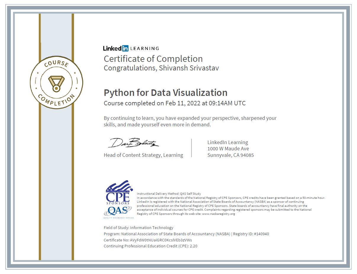 Data Visualization Certificate